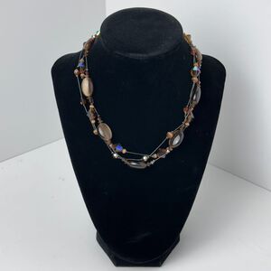 Dabby Reid Copper Tone Chain Beaded Statement Necklace Multi Strand Jewelry